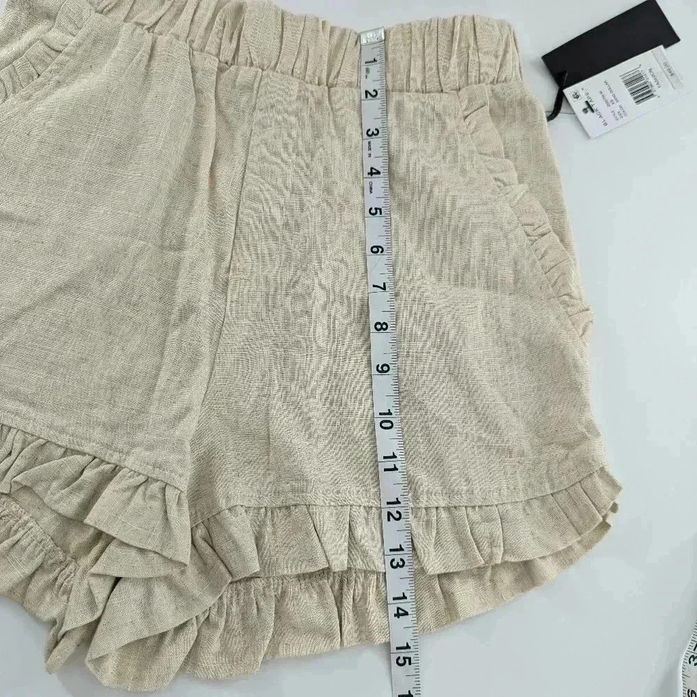 Women High Elastic Waisted Pleated Ruffle Casual Shorts Women Loose Wide Leg XS - Picture 9 of 12